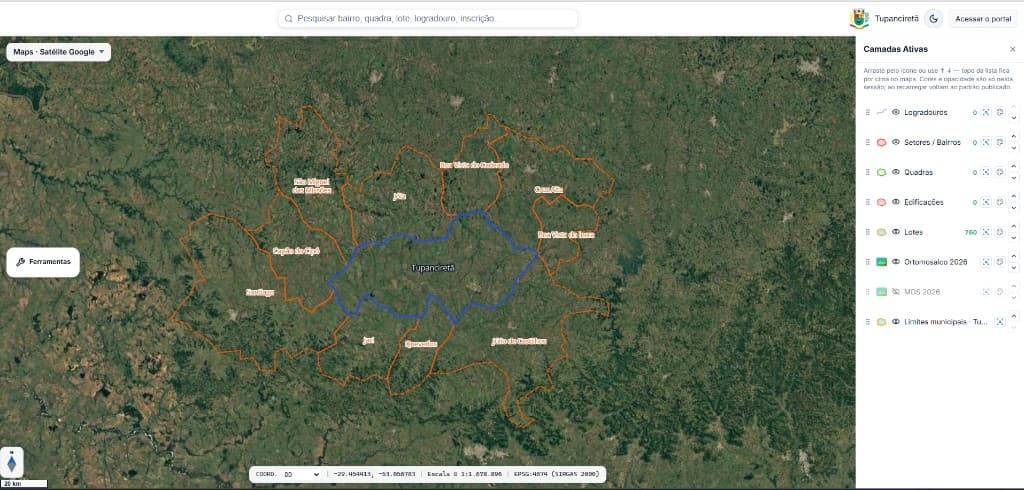 SIGWeb da Caroá — cadastro territorial com camadas municipais